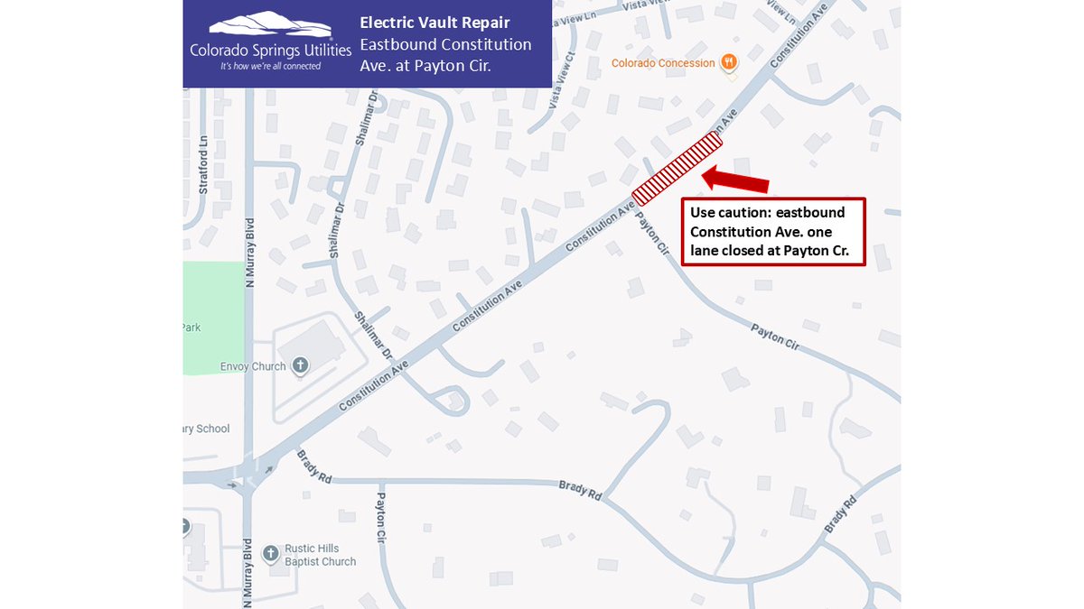 CSUtilities's tweet image. Please use caution while driving and observe barricades at eastbound Constitution Ave. just east of Payton Circle. Crews are repairing a cable fault which caused the vault lid to unseat from its placement.  There are no electric outages at this location currently.