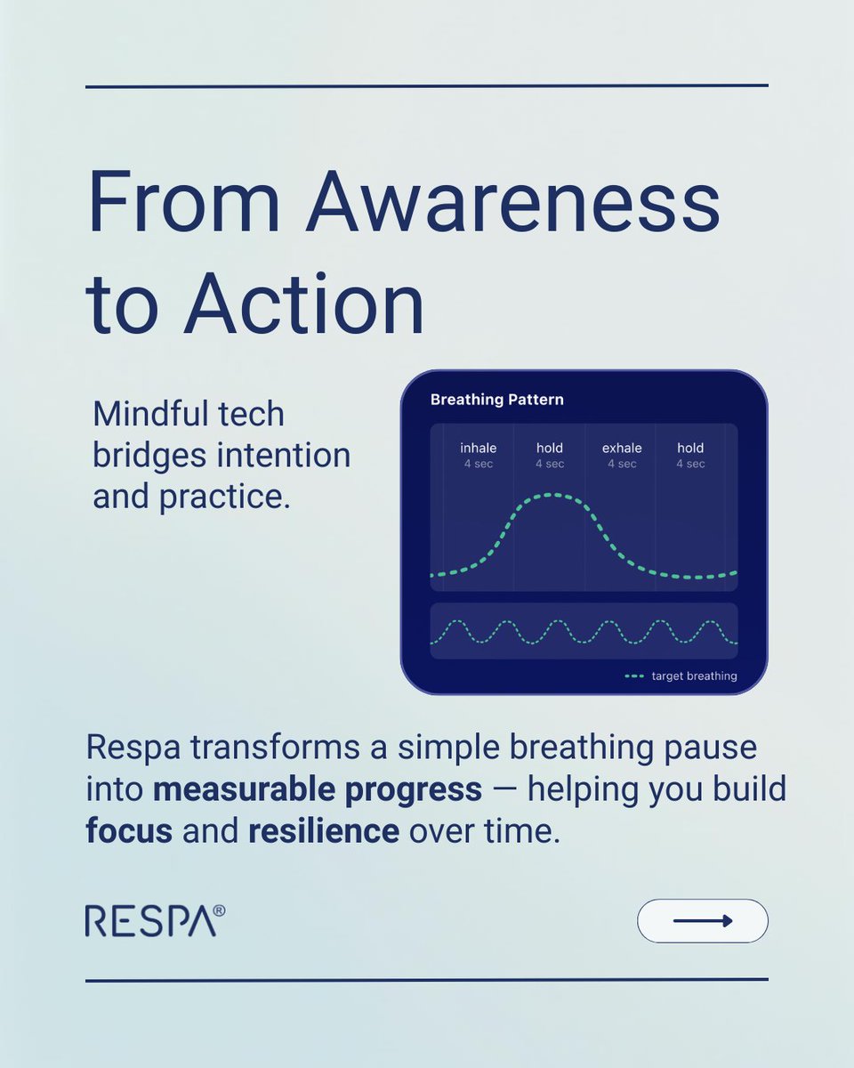 respasensor's tweet image. Track your calm. Sharpen your focus. Boost your day with Respa mindfulness, mindful tech that visualizes your breath and helps you stay balanced.  Sign up for early access—link in bio. #WorkplaceWellness #MindfulTech #RespaSensor #Breathwork #MindfulMonday