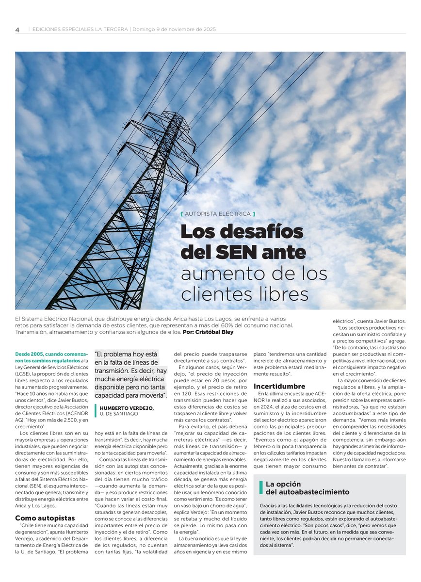 🟨Los sectores productivos necesitan un suministro a precios competitivos. De lo contrario, las #industrias no pueden ser productivas a nivel internacional, con el consiguiente impacto negativo en el #crecimiento", señaló Javier Bustos  en <a href="/latercera/">La Tercera</a>.

#ClientesLibres #ACENOR