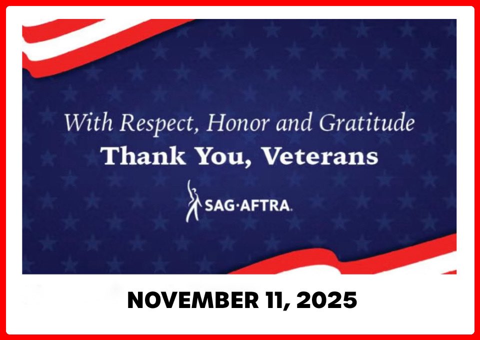 APAMCommittee's tweet image. In observance of Veterans Day, all @sagaftra offices will be closed on Tuesday, November 11, and will reopen on Wednesday, November 12.
#happyveteransday
