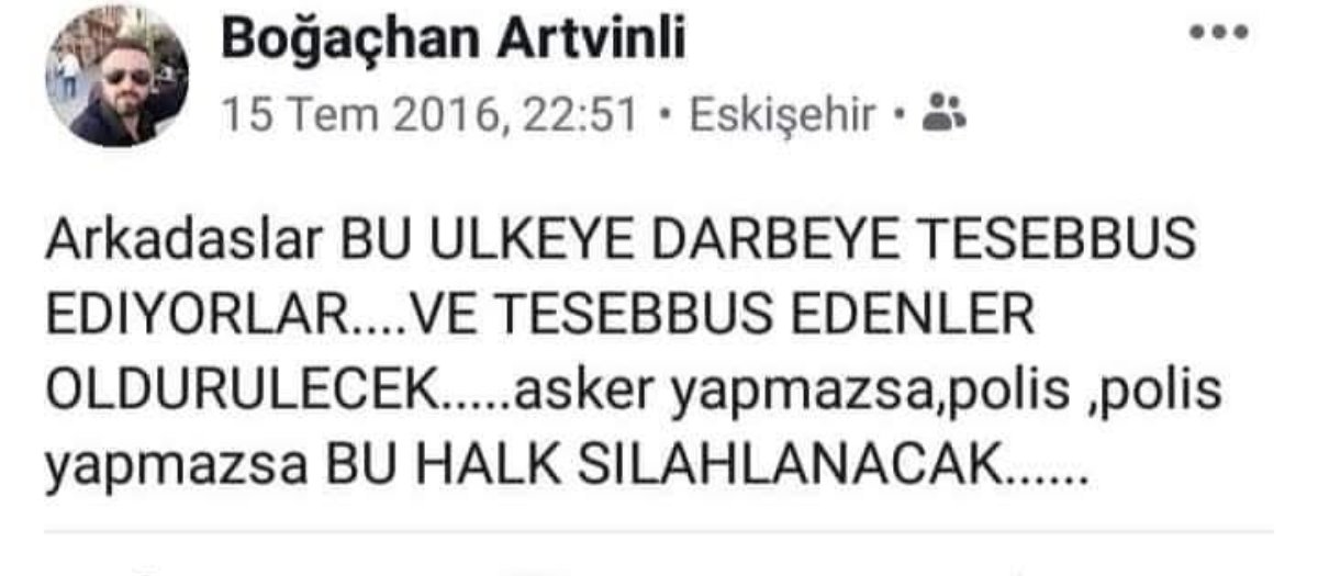 Sayın Cumhurbaşkanım.....
🔻2016 yılında yaptığımız bu paylaşımlardan ve sokaklara çıkmamız sebebiyle bizde tutuklanıp hapse atılır mıyız?
🔻Bir çok paylaşımlatımızda Kemalizm karşıtı paylaşımlarımız var. Hatta Ak Partili yöneyicilerimizi uyardığımız durumlarda mevcut.
🔻Efenfim
