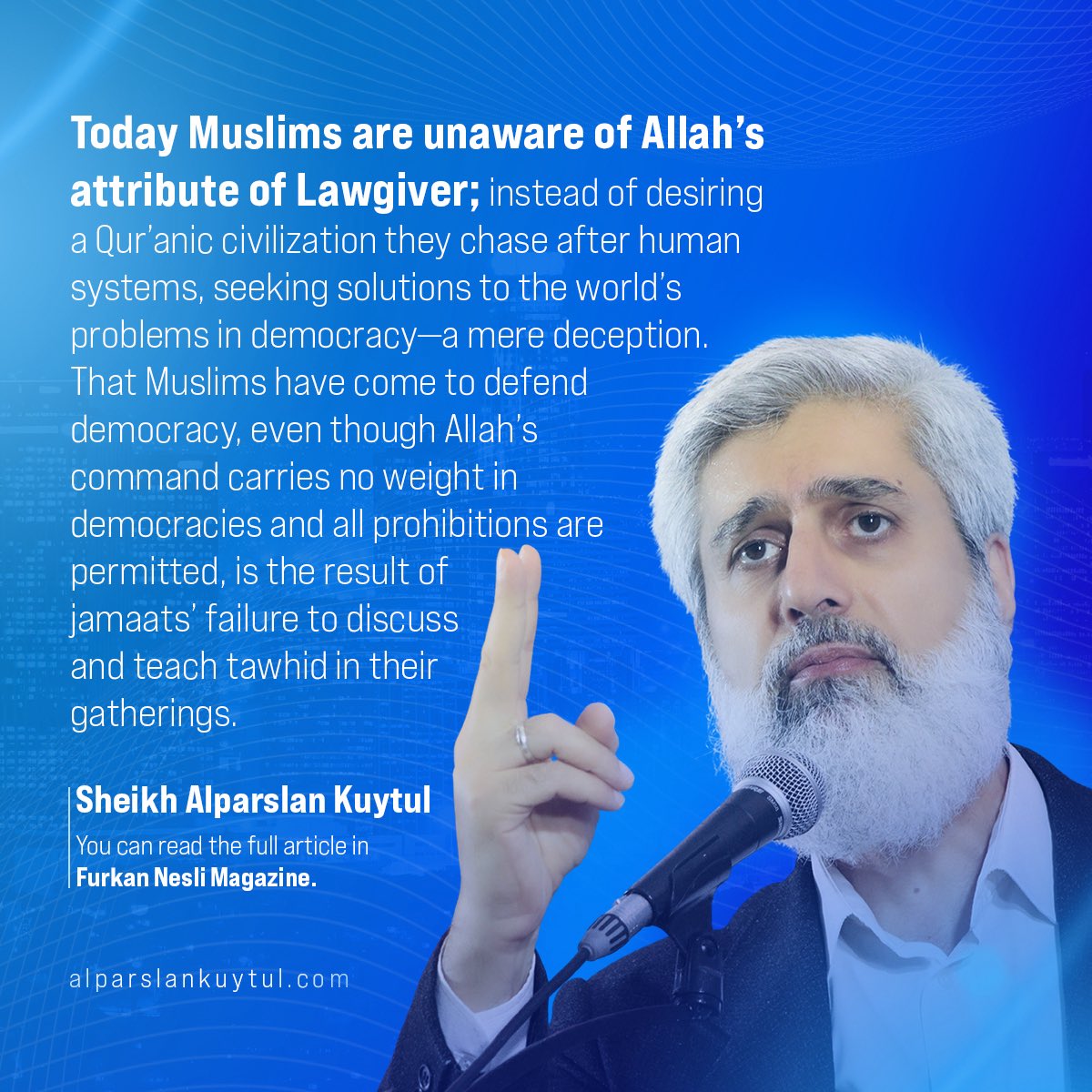 Alparslan_Eng's tweet image. That Muslims have come to defend democracy, even though Allah’s command carries no weight in democracies and all prohibitions are permitted, is the result of jamaats’ failure to discuss and teach tawhid in their gatherings.

Sheikh Alparslan Kuytul

You can read the full article…