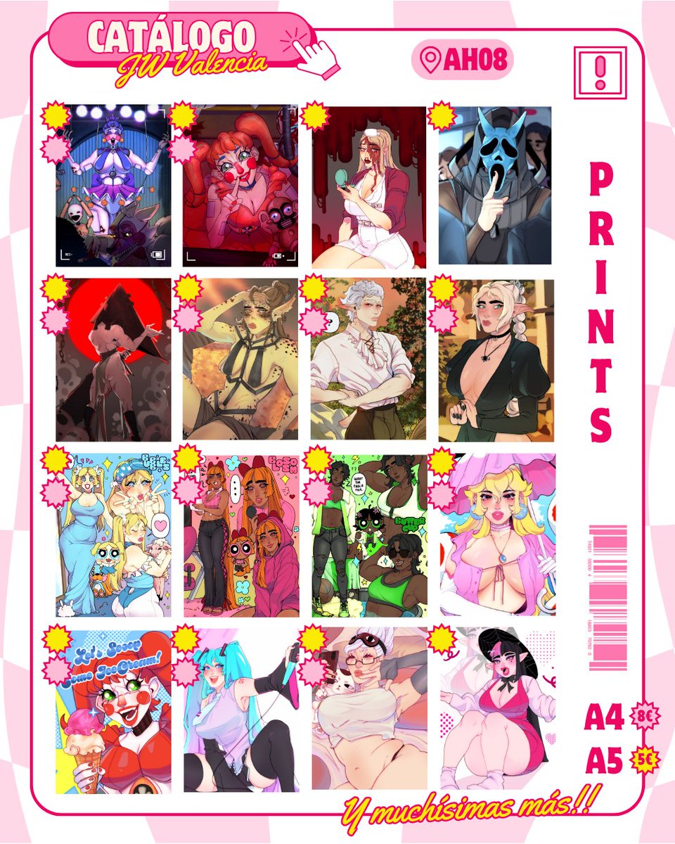 Cl0wri's tweet photo. @JW_Arte ‼️Hi! Soy Clow y estaré este año por primerita vez en Valencia, en el AH08 con un fanzine nuevo de estreno para este evento :)

🌟Tengo cosas de FNAF, Silent Hill, Miku, Ghost face...

Espero veros por ahí, abajo os dejo el resto de mi catálogo Y el link de reservas jiji #JWArte https://t.co/gifxX9IcNR
