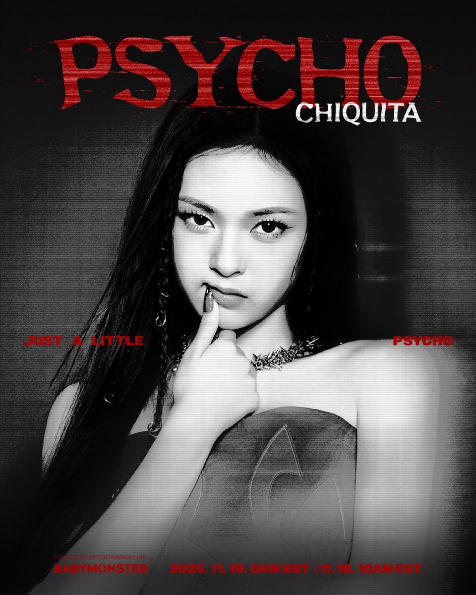 [WE GO UP] 'PSYCHO' VISUAL PHOTO | CHIQUITA

2025.11.19. 0AM KST | 11.18. 10AM EST

#BABYMONSTER #베이비몬스터 #2ndMINIALBUM #WEGOUP #PSYCHO #CHIQUITA #치키타 #YG
