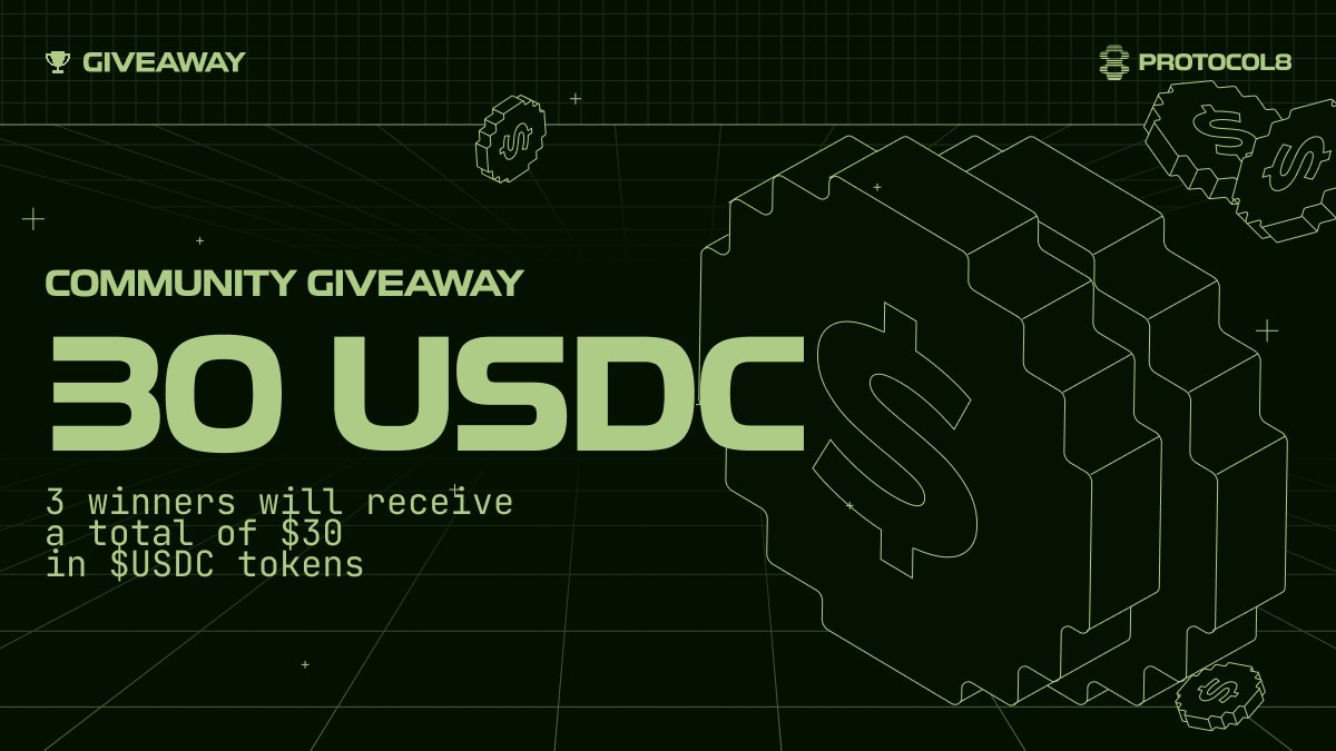 Protocol8_io's tweet photo. 🔥 30 $USDC PRIZE POOL! 🔥 
Protocol8 Community Giveaway

How to enter:
1️⃣ Follow @Protocol8_io and repost this post
2️⃣ Post a Meme with #COL8 tag. More views = more chances to win
3️⃣ Tag a friend and share your Ethereum address below

3 most popular memes with #COL8 will win. Results in 24h
🤞🏻GOOD LUCK🤞🏻
#Airdrop #CryptoGiveaway #COL8