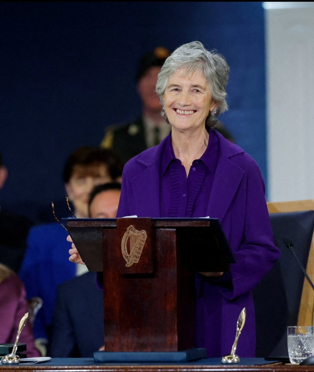 SorchaEastwood's tweet photo. Comhghairdeas agus go n-éirí leat to the new President of Ireland, Catherine Connolly, every best wish in your time ahead. Have to say I loved the purple 💜 it reminded me a wee bit of Mary Robinson and Mná na hÉireann, "I was elected by the women who instead of rocking the cradle, rocked the system". Here's to working together on the issues that impact us all on our shared island.