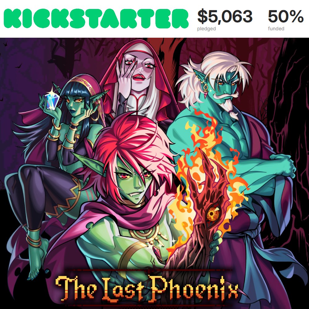 PeterMilko's tweet image. Thanks to a $1k backer The Last Phoenix is now at 50% 

Link: kickstarter.com/projects/peter…

#pixelart #gamedev #devlog #kickstarter #indiegame #goblin #goblinslayer #goblingirl #anime