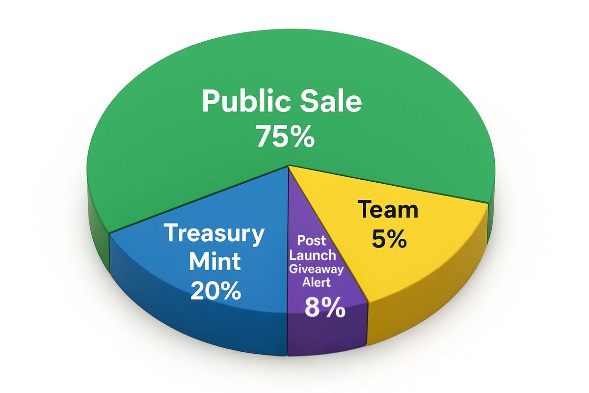 ⚠️ Our #airdrop isn’t gone, it’s evolving. 💎
We’ve moved the 8% airdrop to post-mint, so every reward drops after real market value is established.
Rewards will come through community events to keep holders engaged and part of a growing project👇

🟩 Public Sale (75%)

75% of