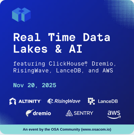 AltinityDB's tweet image. Two cities. One theme: real-time data lakes &amp;amp; #AI ⚡️

Seattle – Nov 18
📍 Amazon Nitro North | hubs.la/Q03S8Cyl0
SF – Nov 20
📍 Sentry | hubs.la/Q03S8zT80

Talks from Altinity, AWS, CelerData, Dremio, LanceDB &amp;amp; RisingWave on #ClickHouse®, #ApacheIceberg &amp;amp; lakehouses.