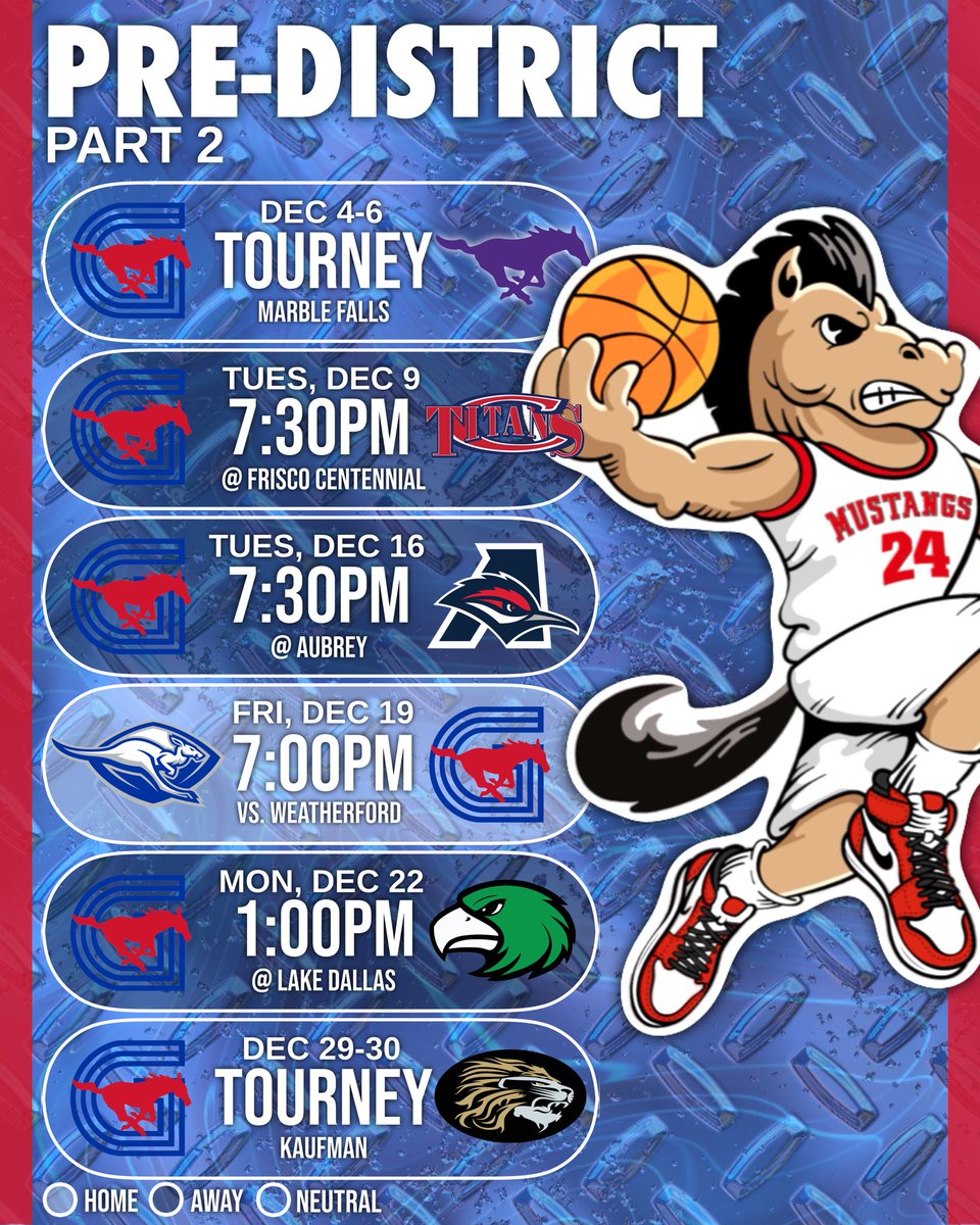 GHSmustanghoops's tweet image. The Grapevine Men’s Basketball Schedule is out now! Can’t wait to see y’all pack the stands this year #PonyUp #TheVine