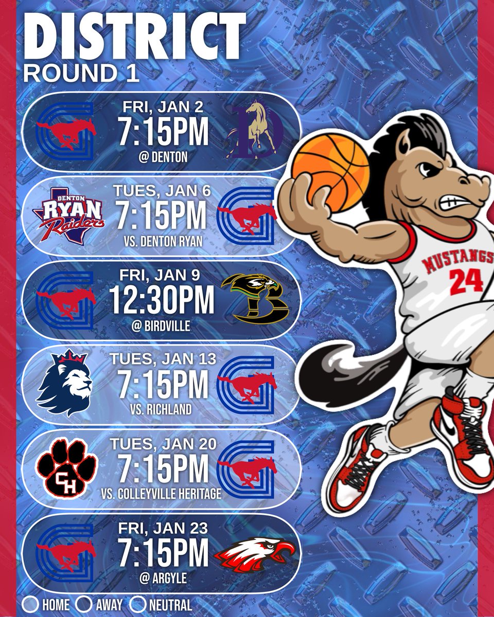 GHSmustanghoops's tweet image. The Grapevine Men’s Basketball Schedule is out now! Can’t wait to see y’all pack the stands this year #PonyUp #TheVine