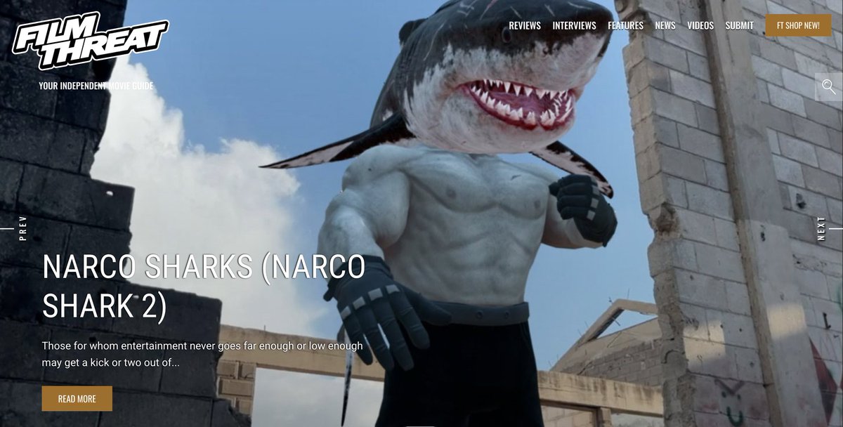 "...they fight off all sorts of mutant sharks, some with dog legs and some with wings." Narco Sharks (Narco Shark 2) bombards Michael Talbot-Haynes with cheese.
filmthreat.com/reviews/narco-… #SupportIndieFilm #NarcoShark2 #Comedy #WTF