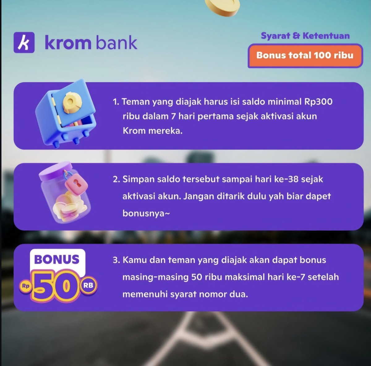 nichotracker's tweet image. 🔥 CUAN GEDE DI BANK KROM! 🔥
💰 Mau Bonus Rp50k (Nabung Rp300k)
💰 Mau Bonus Rp150k (Nabung Rp2Jt)
​Buka rekening, Wajib pakai Kode Referral: NICOGUL0
Dijamin CAIR !!!
​GAS! ➡️ [krom.id/referral/?code…]
 #NabungCuan #PromoBank #Cuan #BonusSaldo  #BebasBiayaAdmin#CuanSetiapHari