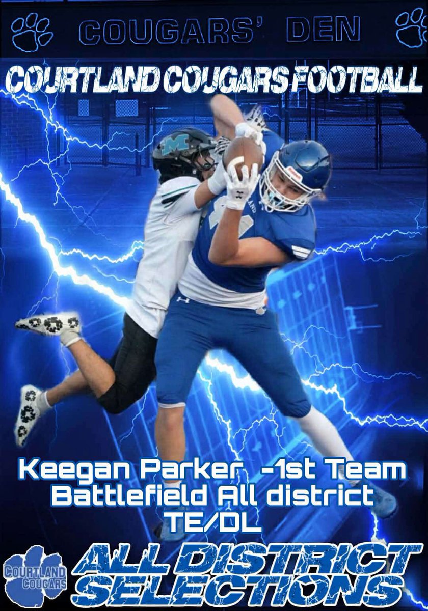 TheKeeganParker's tweet photo. Blessed to receive 1st Team All District TE/DL! 
Thank you to all my teammates and Coaches! @CugrsCoachHall @RawMeat_FB @VaJagsPrez @CoachKernisky @coachlsellers https://t.co/JVpzU7obB4