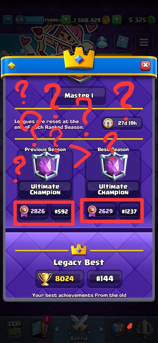 Zareldo's tweet photo. Day 8 of asking @ClashRoyale @emilia_royale to fix the best finish bug https://t.co/l1z5kGRm8P
