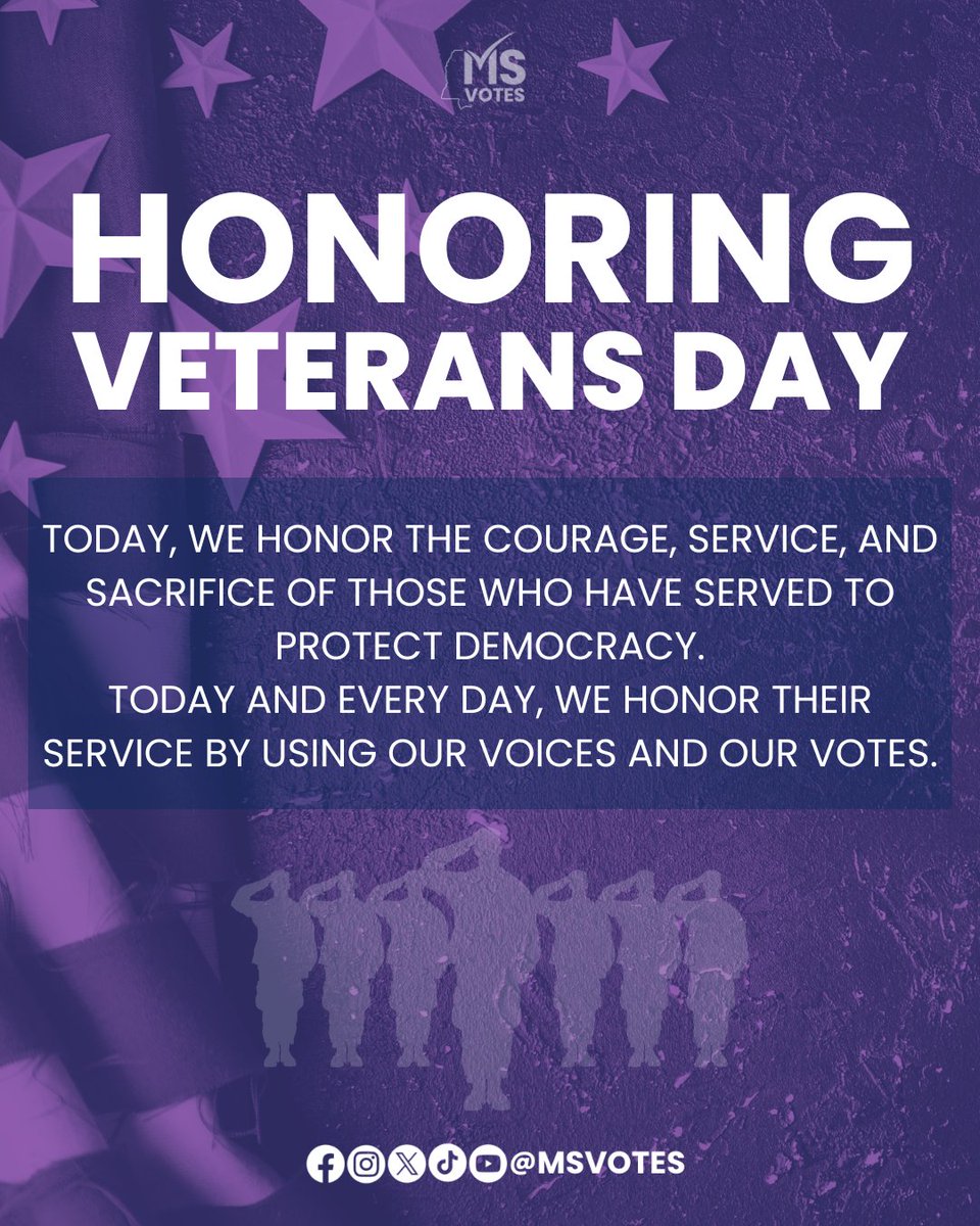 Today, we honor the courage, service, and sacrifice of those who’ve served to protect democracy.
Your commitment reminds us that defending freedom includes participating in it through civic action, advocacy, and the power of the vote.

#MSVotes #Up2Us