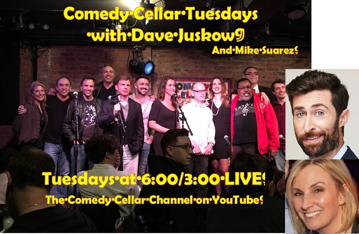 Tonight on @comedycellarusa Tuesdays with @davejuskow my incredible guests comic quizmaster <a href="/ScottRogowsky/">Scott Rogowsky</a> and our friend <a href="/daragottfried/">Dara Gottfried</a> LIVE on YouTube. Join the chat with me and @mikevsuarez.  Click here to watch: shorturl.at/8DEiw