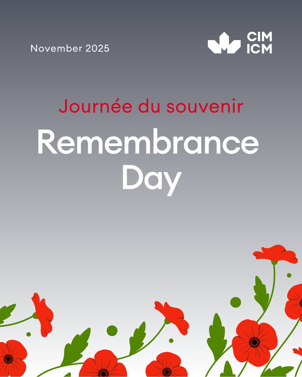 CIM_ICM's tweet image. CIM remembers this November 11th and honours those who served and continue to serve our country in times of war, conflict and peace.
Learn how CIM Members and Canadian Mining Efforts Supported the World Wars: cim.org/news/2025/reme…

#CIMcommunity #LestWeForget #MiningOperations
