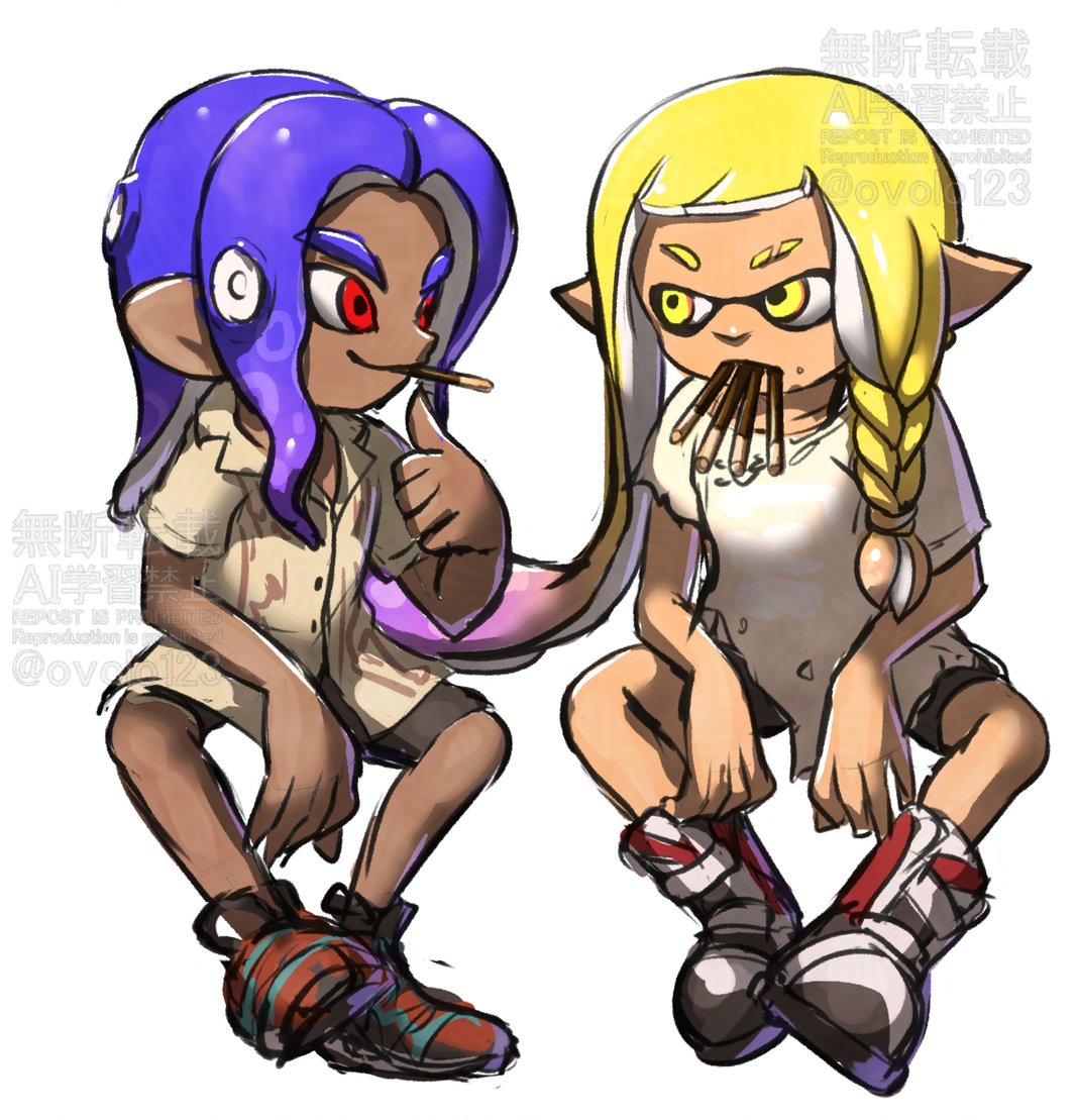 ポッキーの日（遅刻）ヒロニカ
#splatoonart #Splatoon