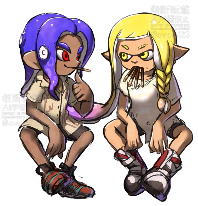 ポッキーの日(遅刻)ヒロニカ #splatoonart #Splatoon