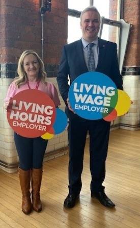 scotgovhealth's tweet photo. Social Care Minister @ThomasCArthur visited home care provider @_VisitingAngelz to mark Living Wage Week 2025. 72,000 workers across the country will receive a pay boost addressing the cost of living through the @scotgov supported real Living Wage. #LivingWage #LivingWageWeek https://t.co/tng5V33N7g