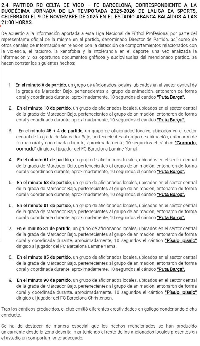 Estoy llorando con el acta del Celta-Barça, más larga que un día sin pan
