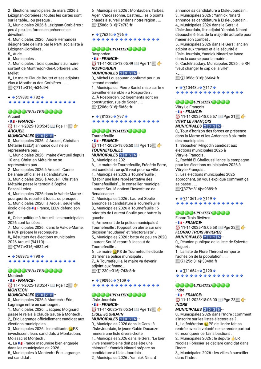 veillet_s's tweet image. 🗞🏘 🎲🇫🇷 #municipales2026 À #LUnion #Bassens #Betton #Brie #Graulhet #Verdun #Corbie #Arcueil #Montech #Rosporden #Tournefeuille #LIsleJourdain #VitryLeFrançois #FloracTroisRivières #Indre #Villejuif #Blois #BerreLEtang #NoisyLeSec
