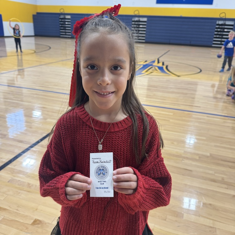 Shoe tying club!!!! Kindergartner, Rose is our newest member. Congrats Rose!