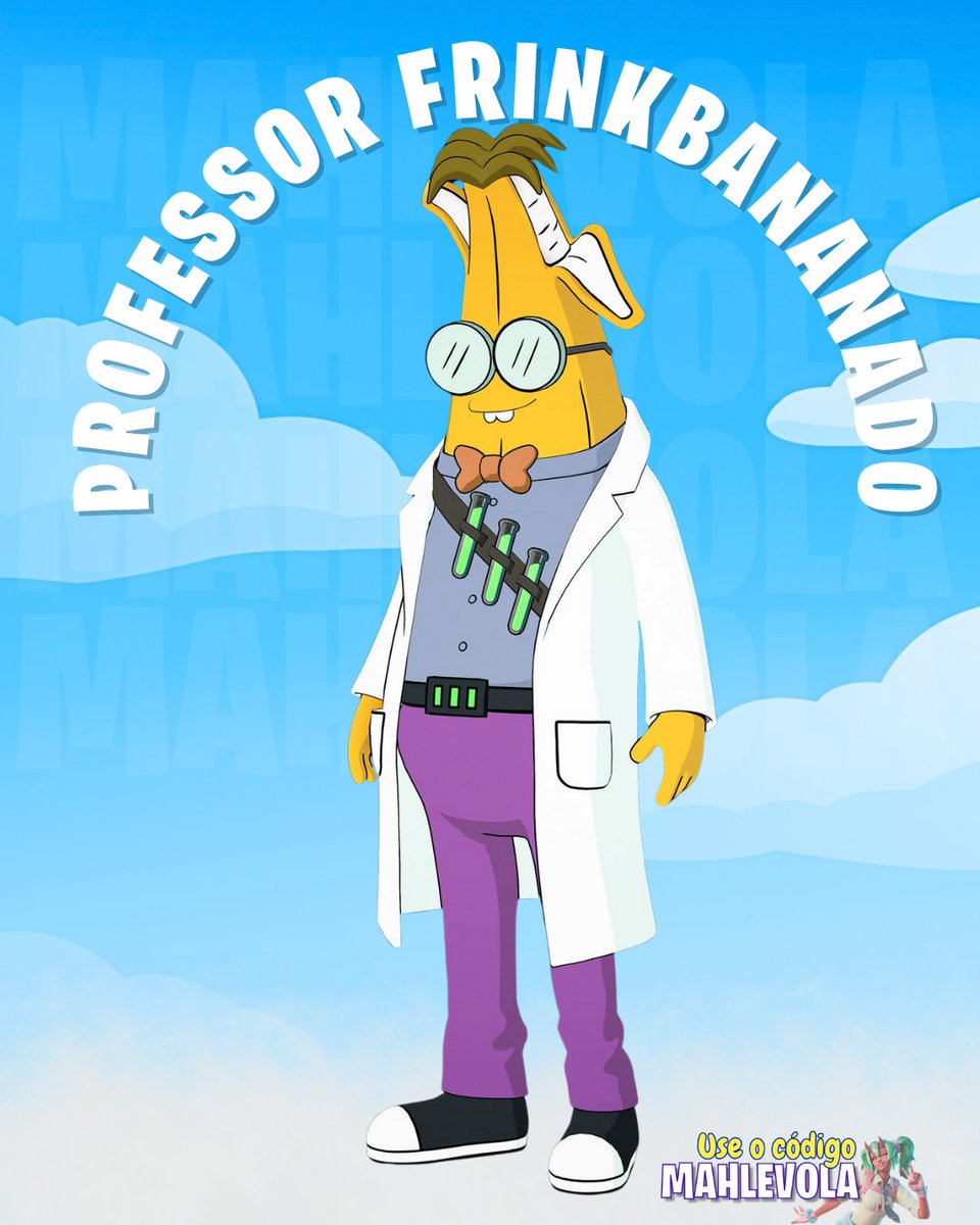 euMahlevola's tweet photo. 🆕 NOVO Traje Professor Frinkbananado adicionado para o Passe do C6:TM2 na v38.00 do Fortnite! 🍌

💜 Considere usar o código MAHLEVOLA #ad

#fortnite #fortnitecommunity #fortnitenews #fortnitebrasil https://t.co/VlhWz6NK7r