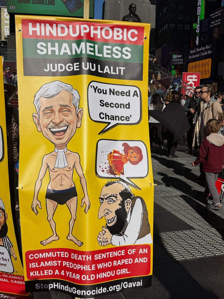 semlhagyatso's tweet photo. Anti Semitism, Islamophobia n Casteism at the campaign against CJI BR Gavai, the Time Square display n Banners had insulting visuals of a shoe at head of CJI, while other had anti semite cartoon. NYC mayor should take action.
@ericadamsfornyc @ZohranKMamdani @realDonaldTrump https://t.co/WCZf92YFnO