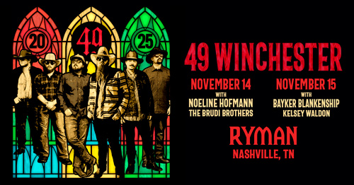 Lightning100's tweet image. 🫵This week, @49winchester bring their blend of rollicking country and searing rock music for 2 nights to @theryman! 

The Sat, Nov 15th show is sold out, but there are still tix for the Fri, Nov 14th show feat @thebrudibrothrs, and @noelinehofmann.

ryman.com/event/2025-49-…