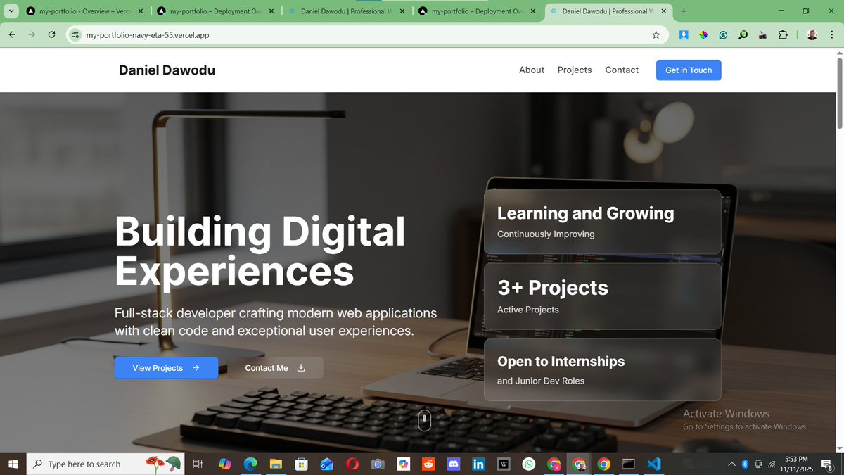 danieldawodu95's tweet photo. 🚀 Day 2 of my 40-Day Tech Challenge!
Deployed my personal portfolio live 🌐
Learned GitHub workflow, project structure & deployment ✅
Check it out: https://t.co/8A0zbW3Zex
#40DaysChallenge #WebDev #Portfolio https://t.co/fZtaDngEry
