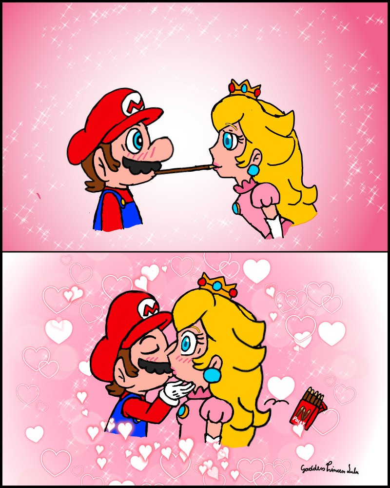 luisifelix's tweet image. #POCKY #PrincessPeach #SuperMario #Nintendo #Mario #Mareach #pockyday 
Just a silly comic of Mario and Peach for the pocky day .