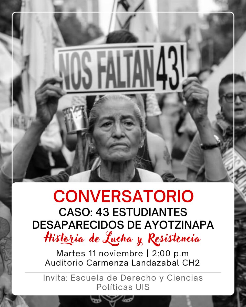 Rededter_DDHH's tweet photo. Queremos invitarles al Conversatorio sobre la Historia de Lucha y Resistencia de la Escuela Normal Rural Raúl Isidro Burgos de Ayotzinapa Guerrero, donde fueron desaparecidos 43 estudiantes en el 2014, caso que aún está en búsqueda de verdad, justicia y reparación. https://t.co/nyd8Kobxv1