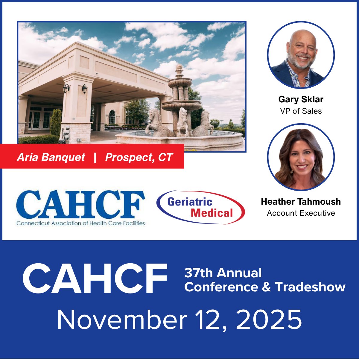 GeriatricMed's tweet photo. Headed to Connecticut Association of Health Care Facilities/Connecticut Center for Assisted Living's 37th Annual Conference &amp; Tradeshow?

Be sure to swing by and say hello to Gary B. Sklar and Heather Tahmoush! https://t.co/FS7CZkUleE