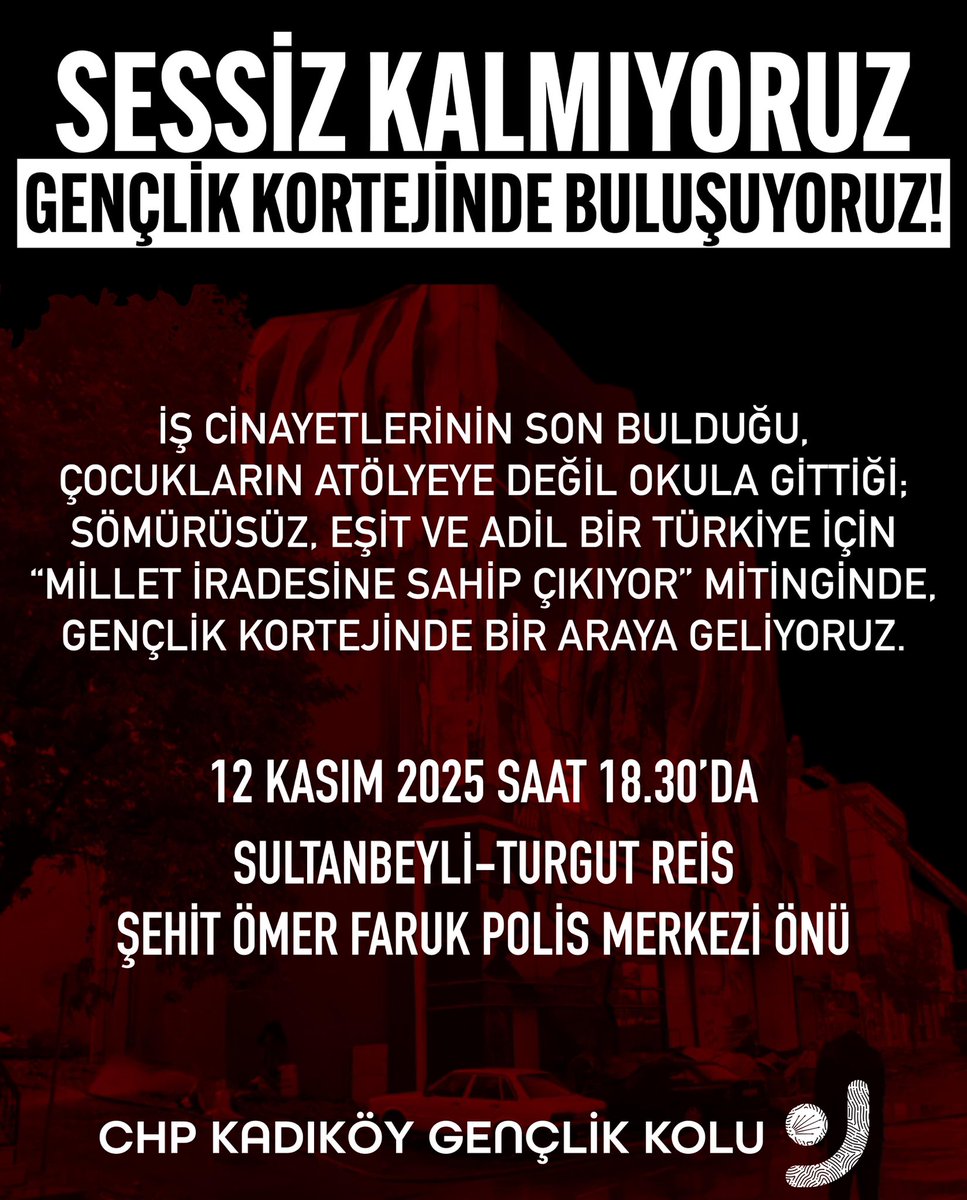 Millet İradesine Sahip Çıkıyor mitingi öncesinde Gençlik Kortejimize katılım sağlamak için 16:30’da Kadıköy - Karaköy iskelesi önünde buluşuyoruz.