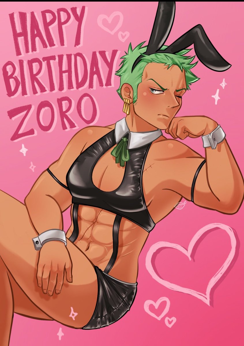Happy birthday Zoro!!!  :3 I'm pretty happy with this piece , I think I've improved a lot at drawing Zoro. Didn't plan on him being a bunny...but its fine , you're welcome 🫶
#zoro #onepiece #RoronoaZoro