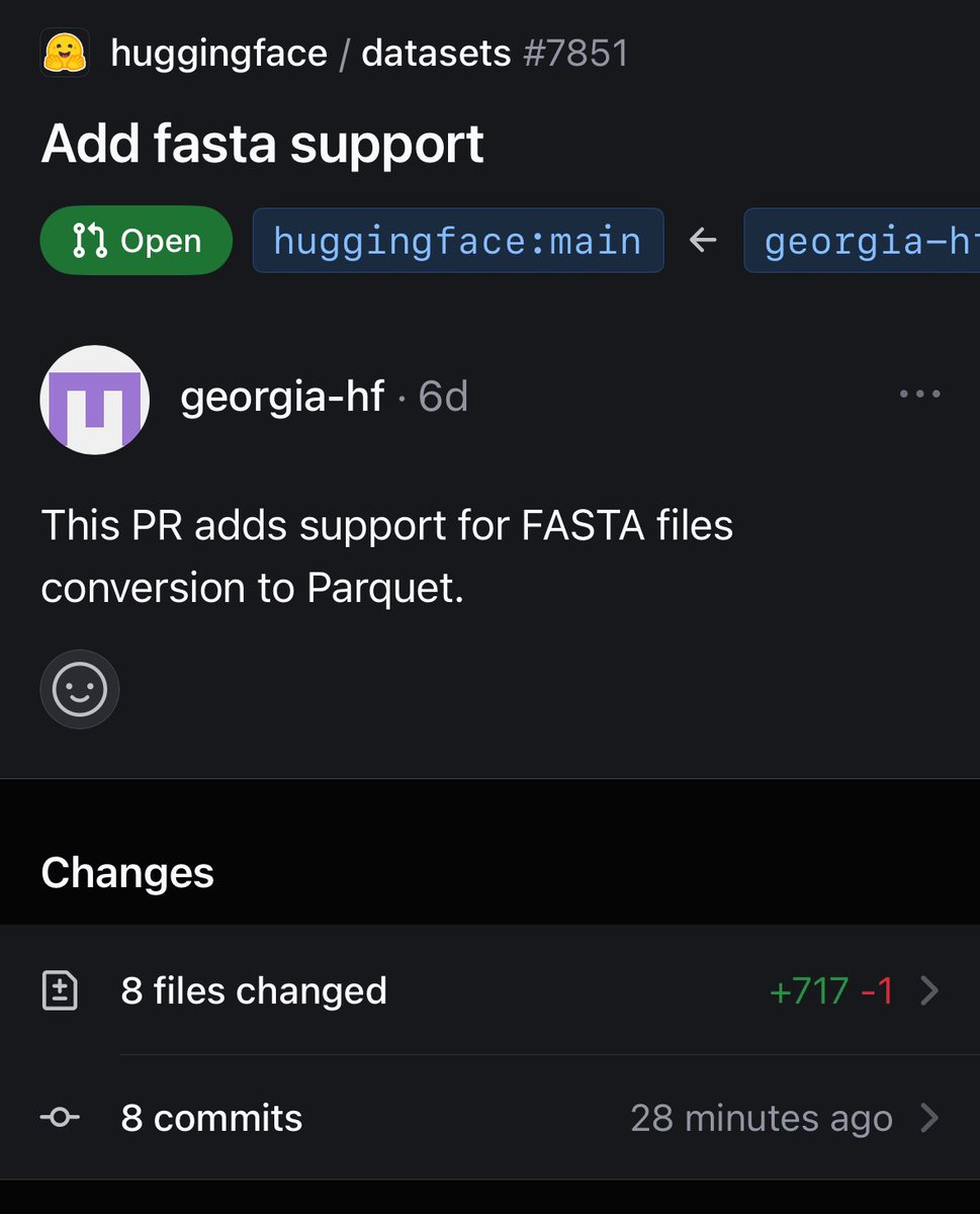 Adding FASTA + FASTQ support for <a href="/huggingface/">Hugging Face</a> datasets

Extending HF to bioinformatics!

Need some stuff to test on (especially FASTQ bc PDB has lots of FASTA)—any suggestions? 

Very happy to test on your data