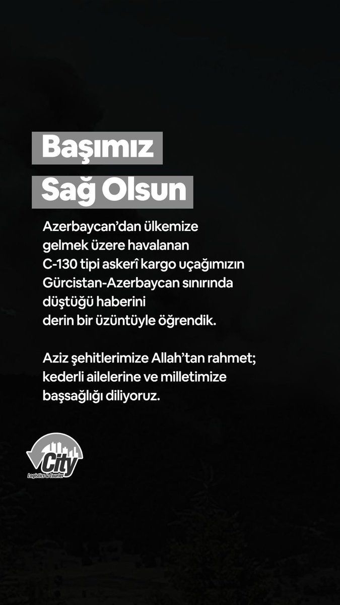 Azerbaycan’dan ülkemize gelmek üzere havalanan C-130 tipi askerî kargo uçağımızın Gürcistan-Azerbaycan sınırında düştüğü haberini derin bir üzüntüyle öğrendik.

Aziz şehitlerimize Allah’tan rahmet; kederli ailelerine ve milletimize başsağlığı diliyoruz.
