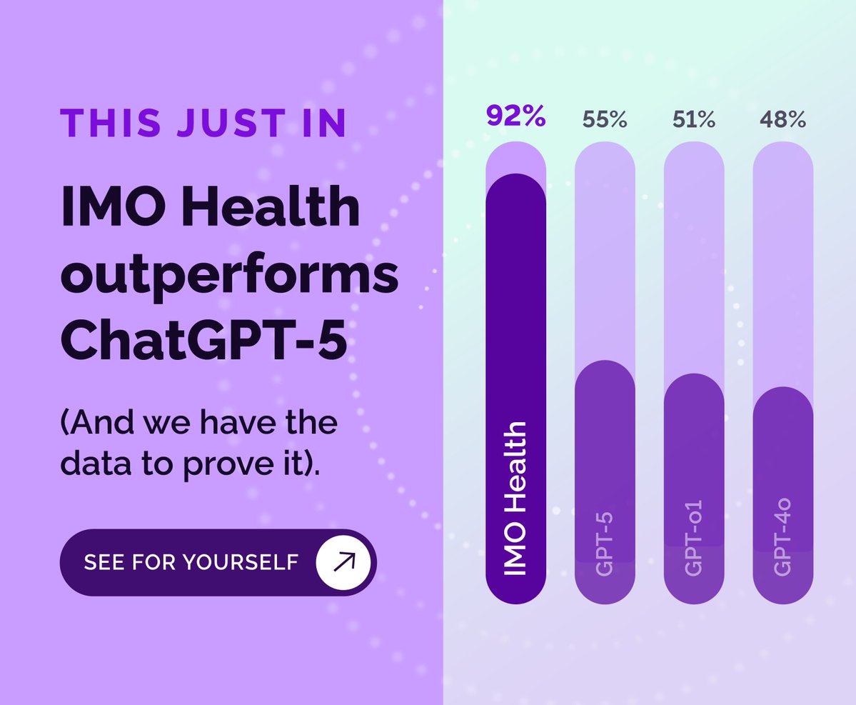 IMOsolutions's tweet image. Flipping a coin isn’t a good medical coding strategy. 

But with only 55% accuracy, that’s what you’re getting from a general-purpose LLM.

Achieve 92% accuracy coding ICD-10-CM primary and secondary codes with IMO Health’s domain-specific clinical AI. bit.ly/46vieBP