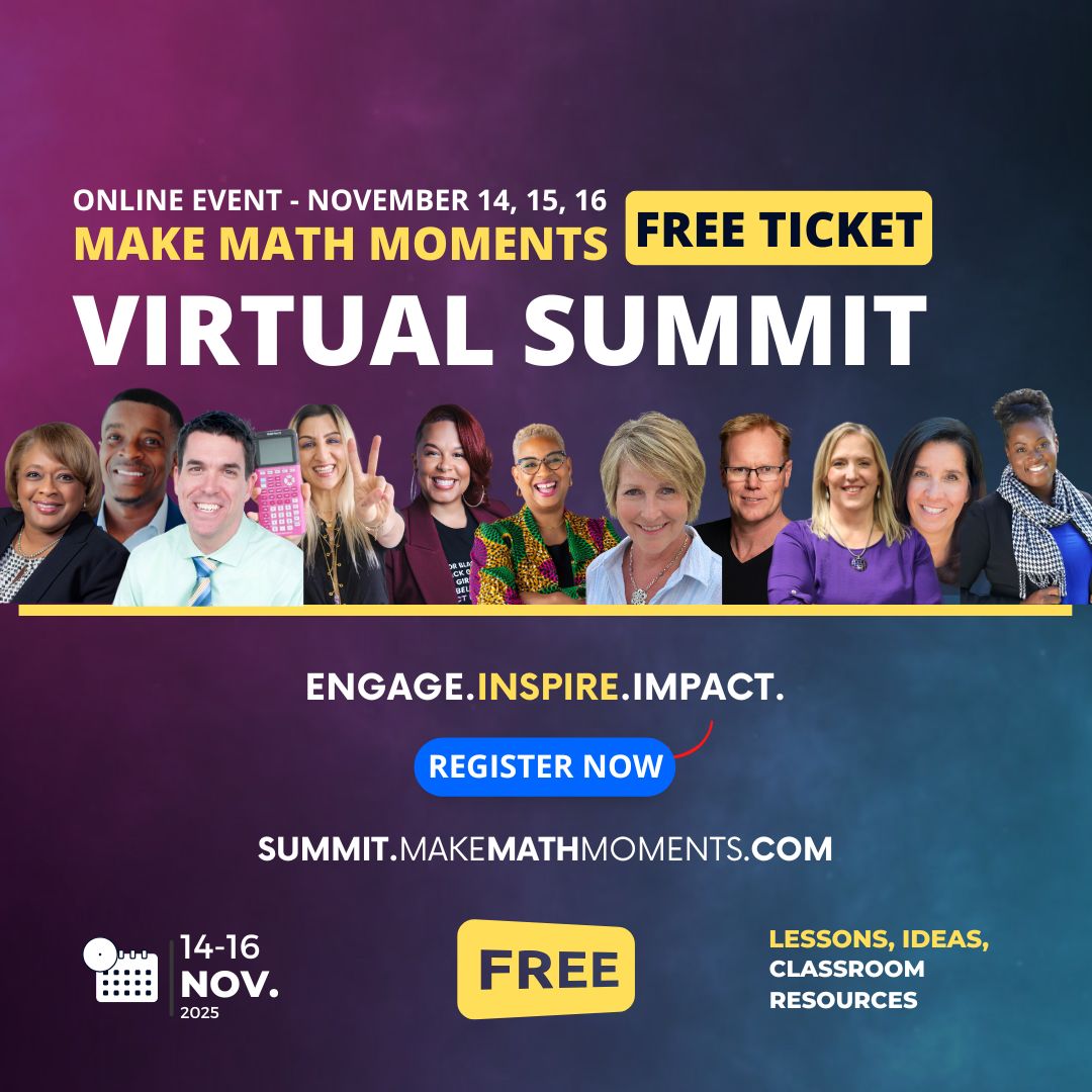 pamseda1's tweet image. 🚨 Don’t miss it! The FREE 2025 Make Math Moments Virtual Summit is Nov 14–16.
🎤 40+ speakers — incl. me!
🗓️ My session: Nov 14 @ 8:15 PM EST
Save your seat 👉 summit.makemathmoments.com/?sc=aeaRTqzF&amp;amp;a…
#MathPD #ICUCARE #Choosing2See #dbc_inc #MMMSummit2025 #TeacherPD