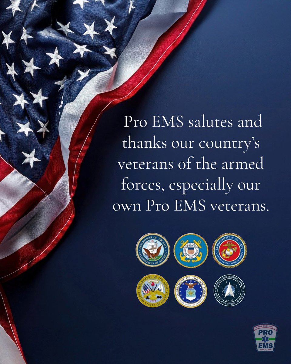 Pro EMS salutes and thanks our country’s veterans of the armed forces, especially our own Pro EMS veterans. ⁠
⁠
#ProEMS #Veteransday