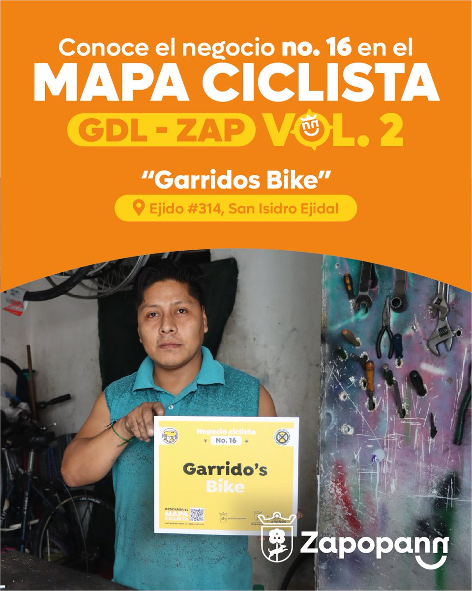 ¿Problemas con tu bicicleta? 😵‍💫🚲

Acude a Garridos Bike y llévala a reparar. ✅ 
👉🏽 Consulta el Mapa Ciclista en colaboración con el Municipio de Guadalajara - Zapopan.

Elige negocios de tu comunidad ✅ 🔗 bit.ly/4nGPYTc