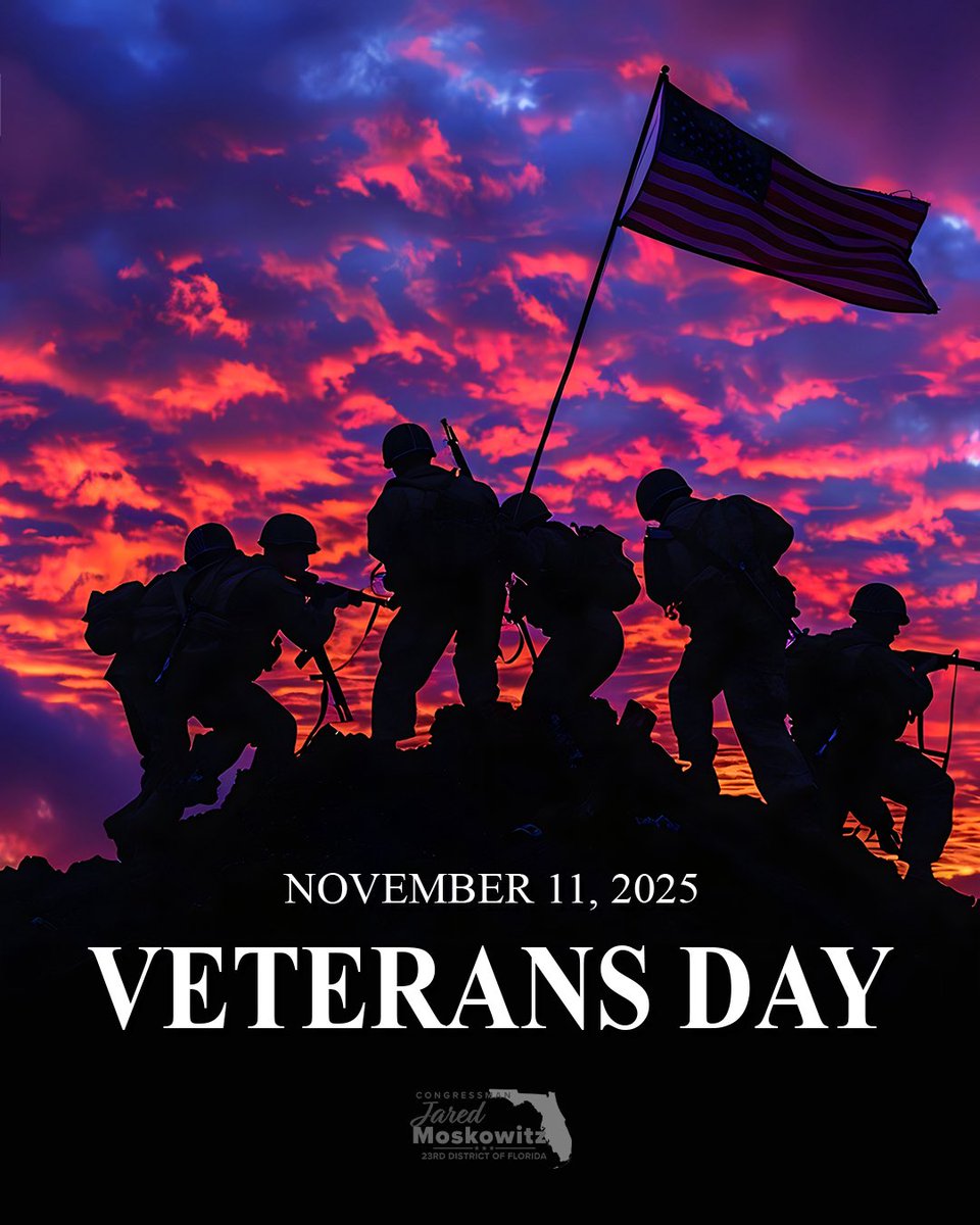 RepMoskowitz's tweet image. Our veterans represent the very best America has to offer. Our nation would be nothing without the courage of those who’ve served in uniform.

On Veterans Day, let’s reaffirm our commitment to never stop fighting for those who fought for us. America stands taller because of you.