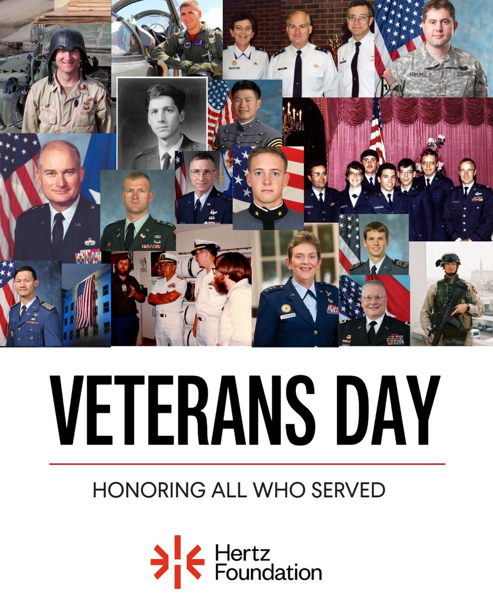 On Veterans Day, we pause to honor those who have served — including many within the Hertz community.   

We extend our deepest gratitude to those who have defended our nation and advanced the frontiers of knowledge that secure its future. 🇺🇸 

#HertzFellows #VeteransDay