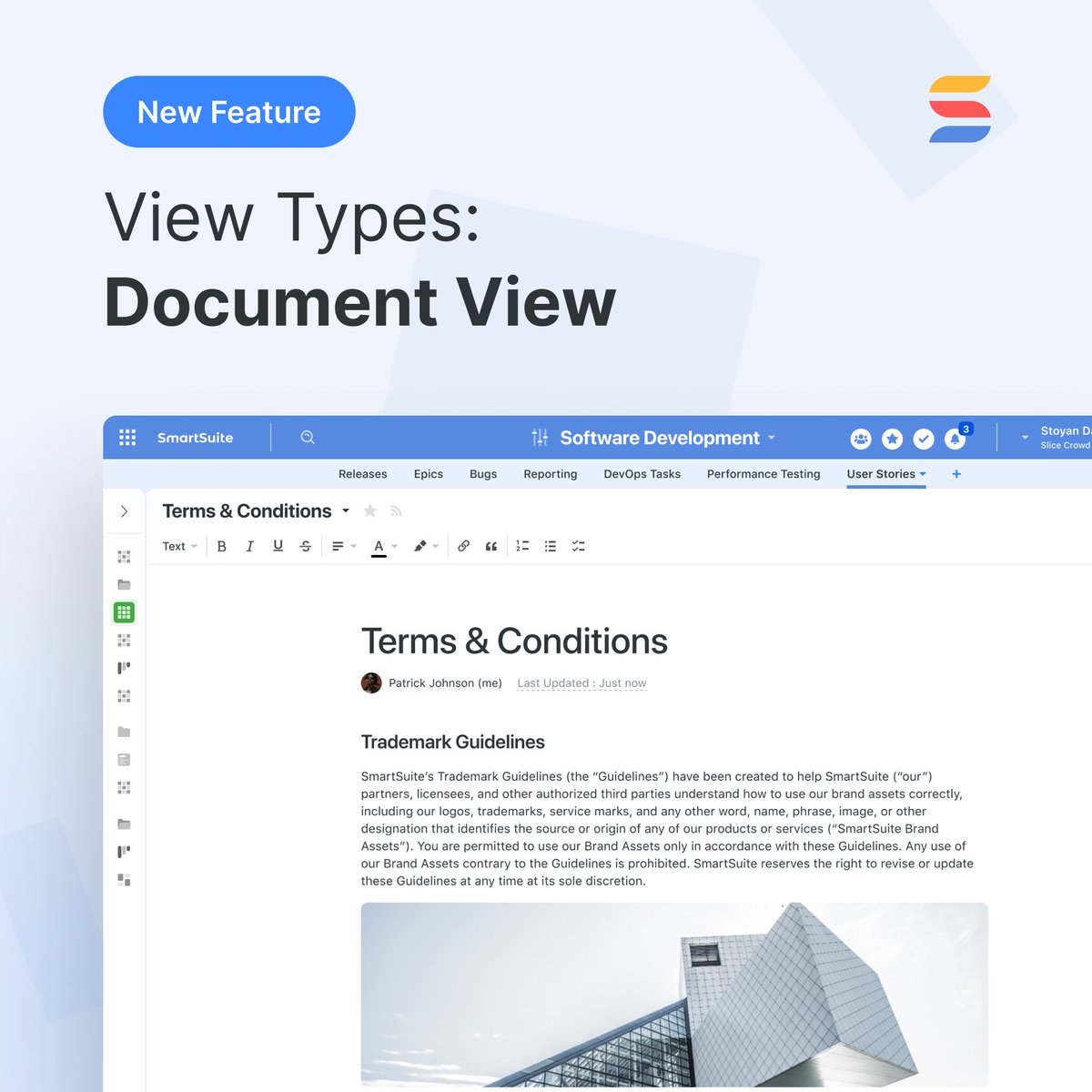 hellosmartsuite's tweet image. New SmartSuite Feature | 📝 Introducing Document View

We’re excited to introduce Document View — bring collaborative, record-independent document creation directly into SmartSuite.

See feature video: lnkd.in/gmP2Mwu3
🔗 Learn more: lnkd.in/gQ5TmnTd