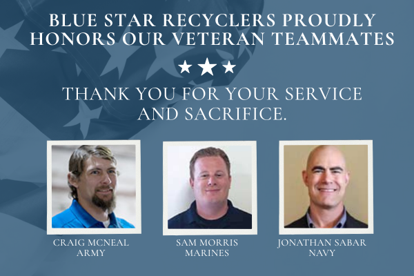 BlueStarTom's tweet photo. Today, we proudly honor the men and women who have served our country — including members of our own Blue Star Recyclers team.

To all veterans, your service inspires us to continue building a world where everyone’s contributions matter.

The Blue Star Recyclers Team https://t.co/vEwIWaaXNJ