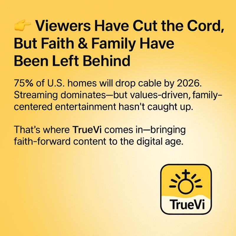 TrueviOfficial's tweet image. The shift is real, and #TrueVi is here for it.
 Want to be part of shaping the next chapter of values-driven entertainment? We’d love to hear your thoughts.

#TrueVi #FaithForward #streaming  #InnovationInAction  #FamilyEntertainment #FAST #SVOD #DigitalMedia