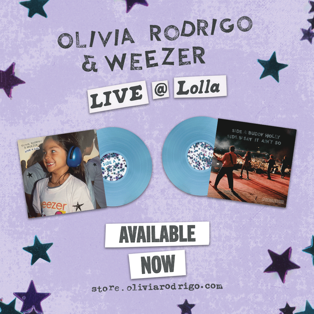 .<a href="/oliviarodrigo/">Olivia Rodrigo</a> pressed our Lolla songs on vinyl. Grab the limited 7" w/ Buddy Holly and Say It Ain't So now store.oliviarodrigo.com/products/olivi…
