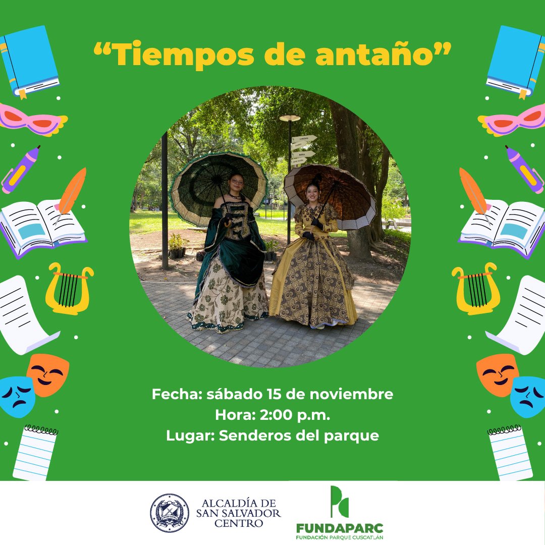 🤩 Ven y disfruta de "Tiempos de antaño" en los senderos del parque 

📌 Fecha: sábado 15 de noviembre
⏰ Hora: 2:00 p.m. 
📌 Lugar: Senderos del parque
📌 Actividad sujeta a suspensión por clima. 

#LugarDeCosasPreciosas 🍃